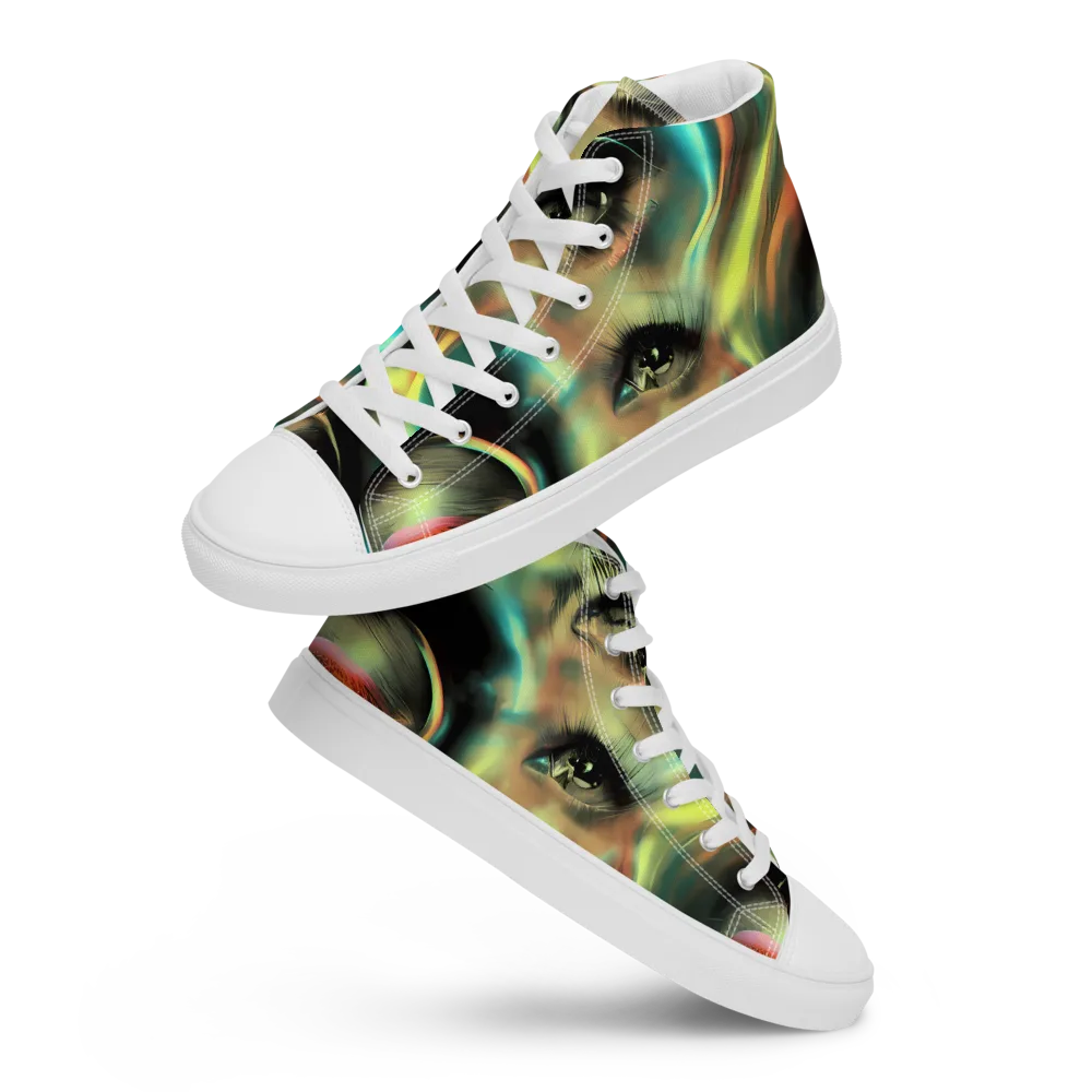 Newtonian Visage on Men's High Top Canvas Shoes — Front