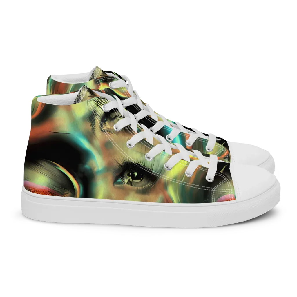 Newtonian Visage on Women's High Top Canvas Shoes — Right