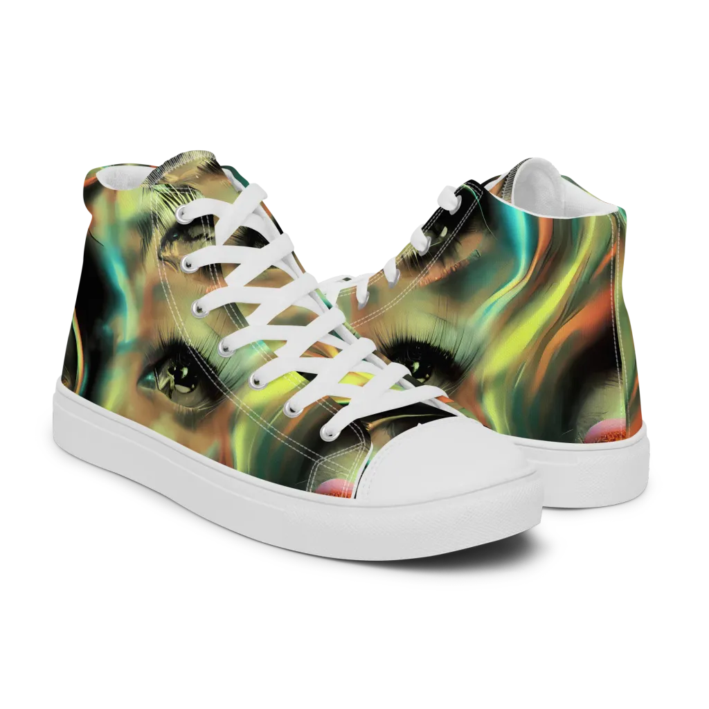 Newtonian Visage on Women's High Top Canvas Shoes — Right