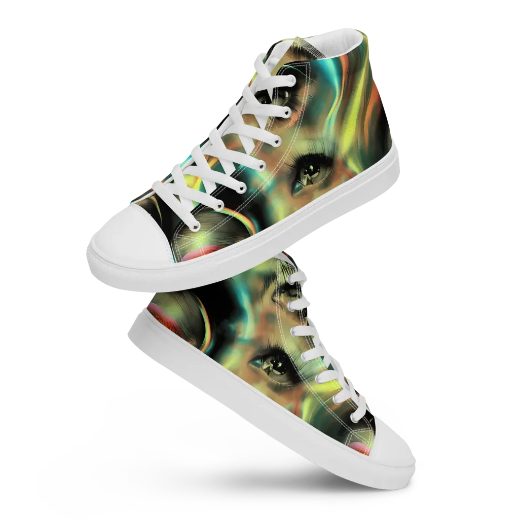 Newtonian Visage on Women's High Top Canvas Shoes — Front