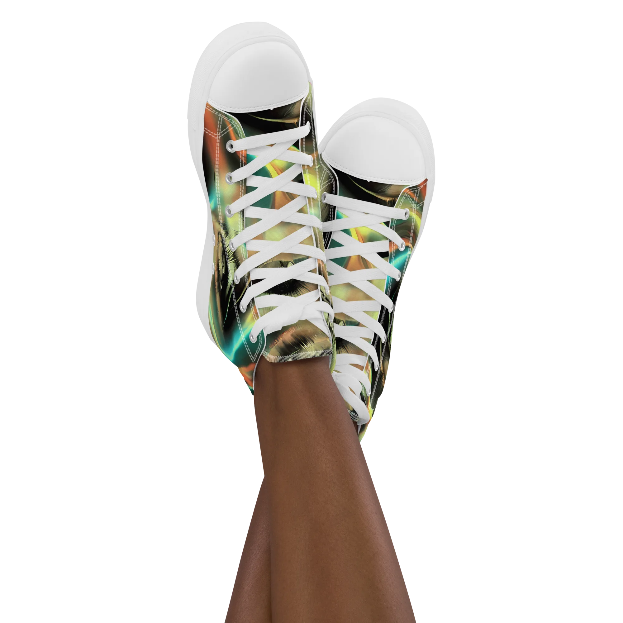 Newtonian Visage on Women's High Top Canvas Shoes — Front
