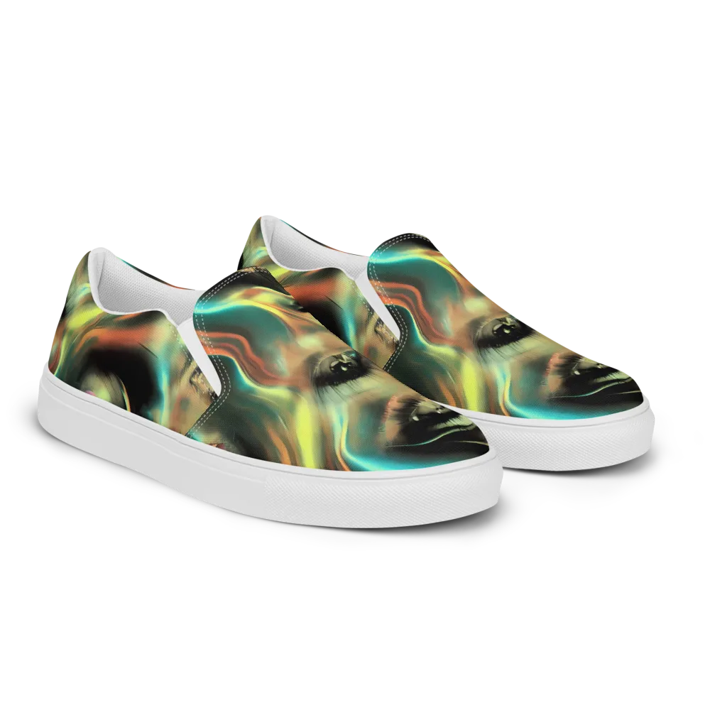 Newtonian Visage on Men's Slip-On Canvas Shoes — Right Front