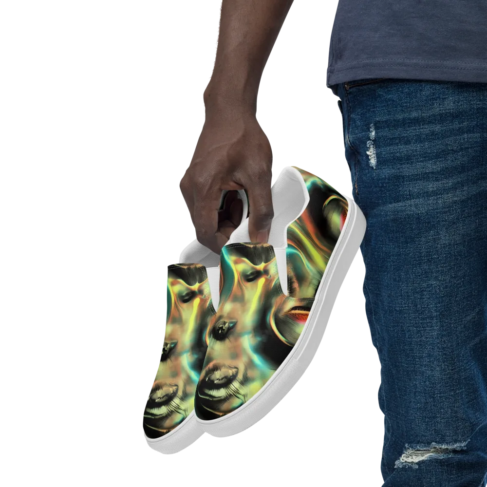 Newtonian Visage on Men's Slip-On Canvas Shoes — Left Front