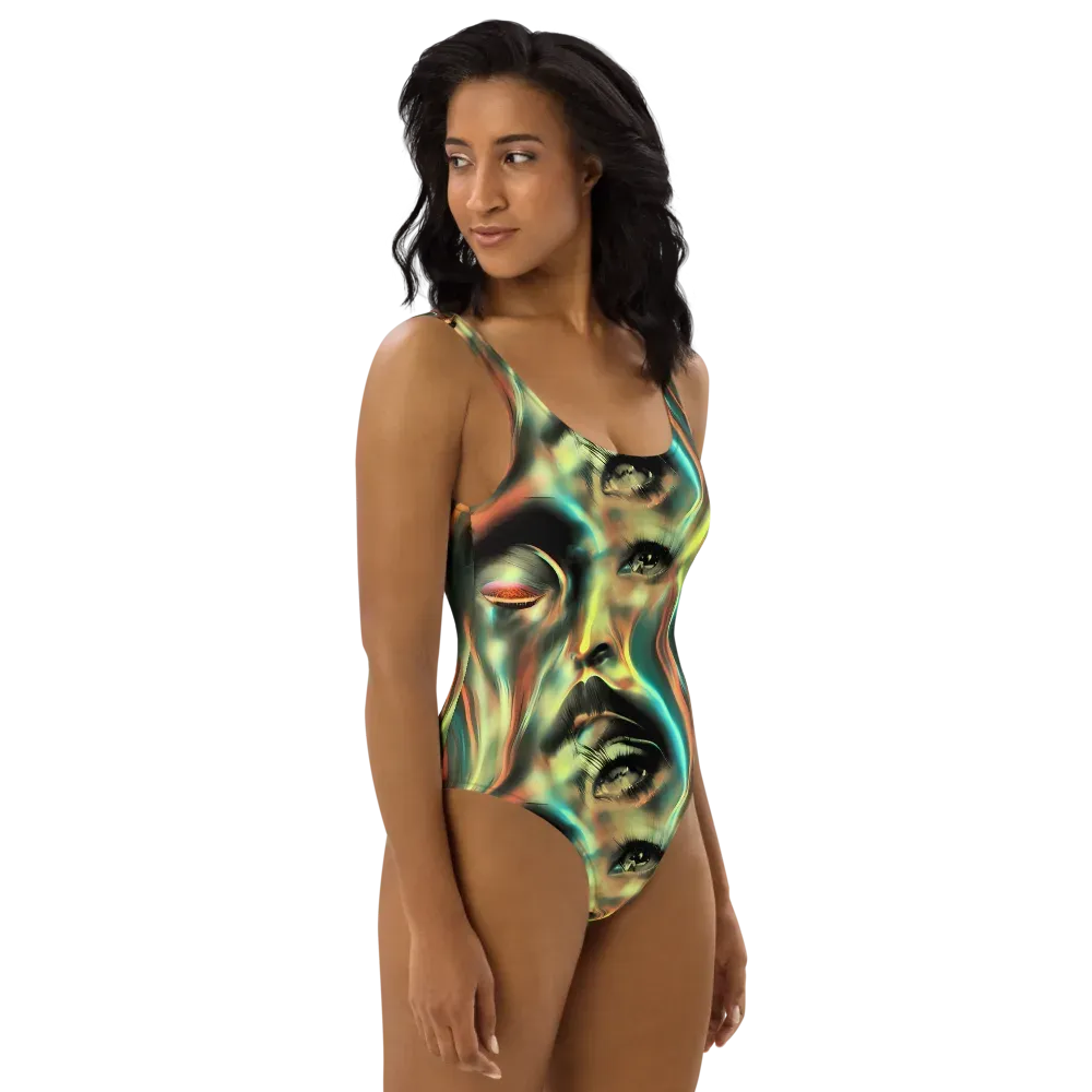 Newtonian Visage on One-Piece Swimsuit — Right