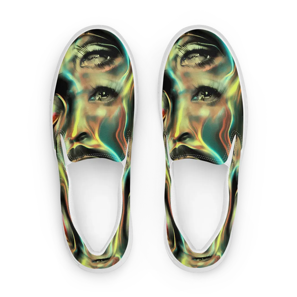 Newtonian Visage on Women's Slip-On Canvas Shoes — Front