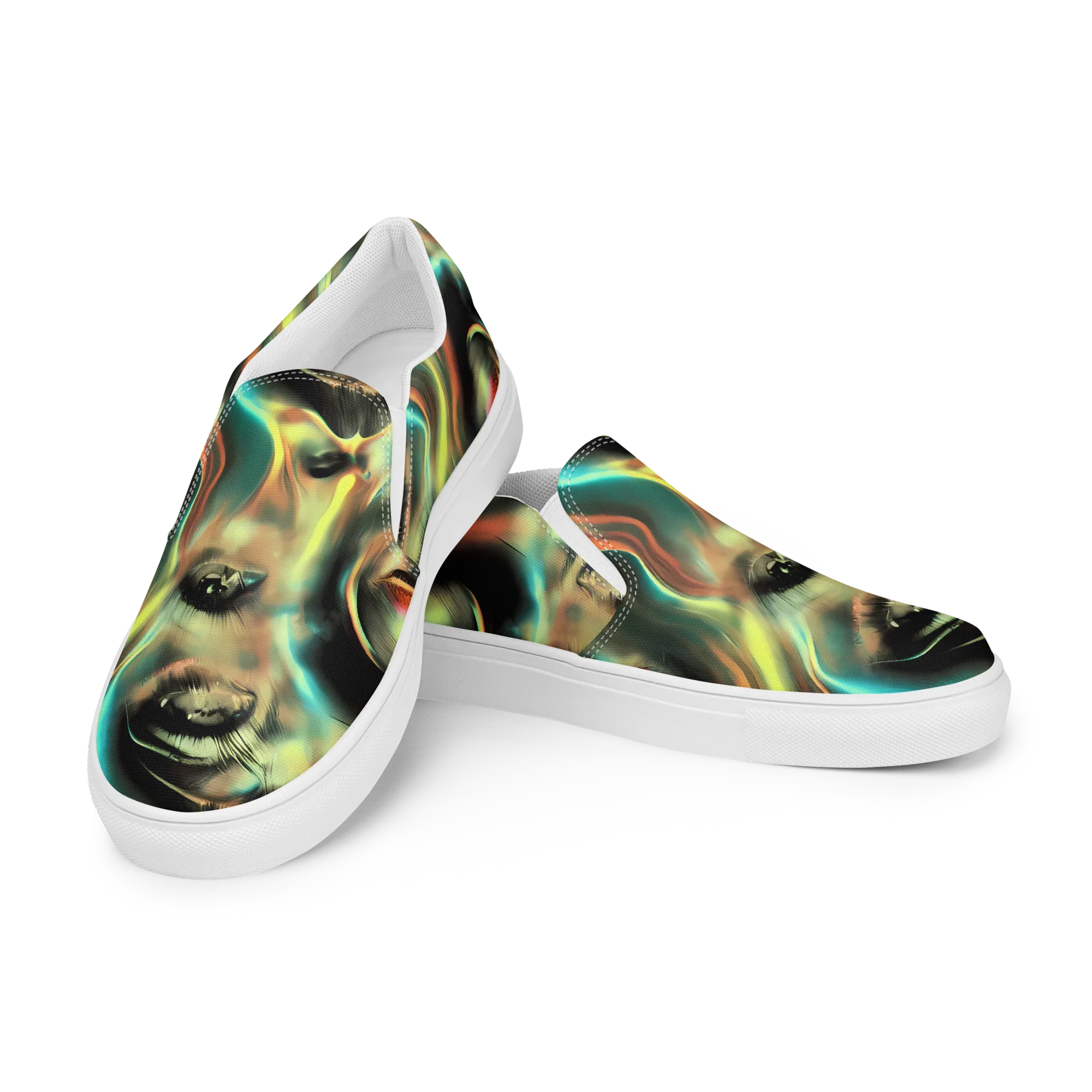 Newtonian Visage on Women's Slip-On Canvas Shoes — Left Front