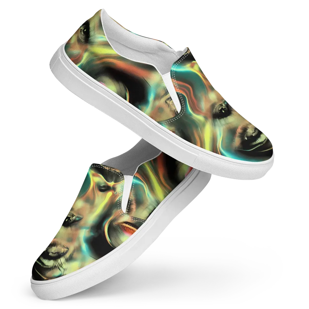 Newtonian Visage on Women's Slip-On Canvas Shoes — Front