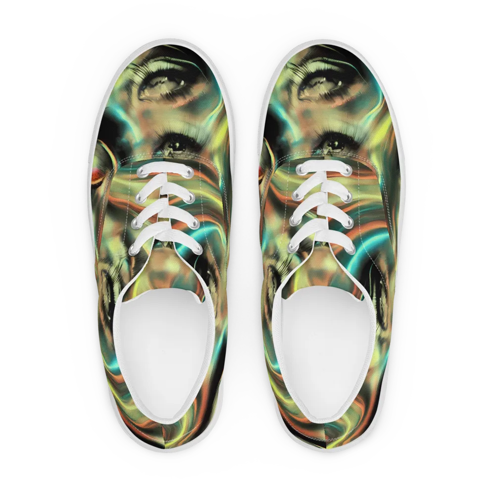 Newtonian Visage on Men's Lace-Up Canvas Shoes — Front