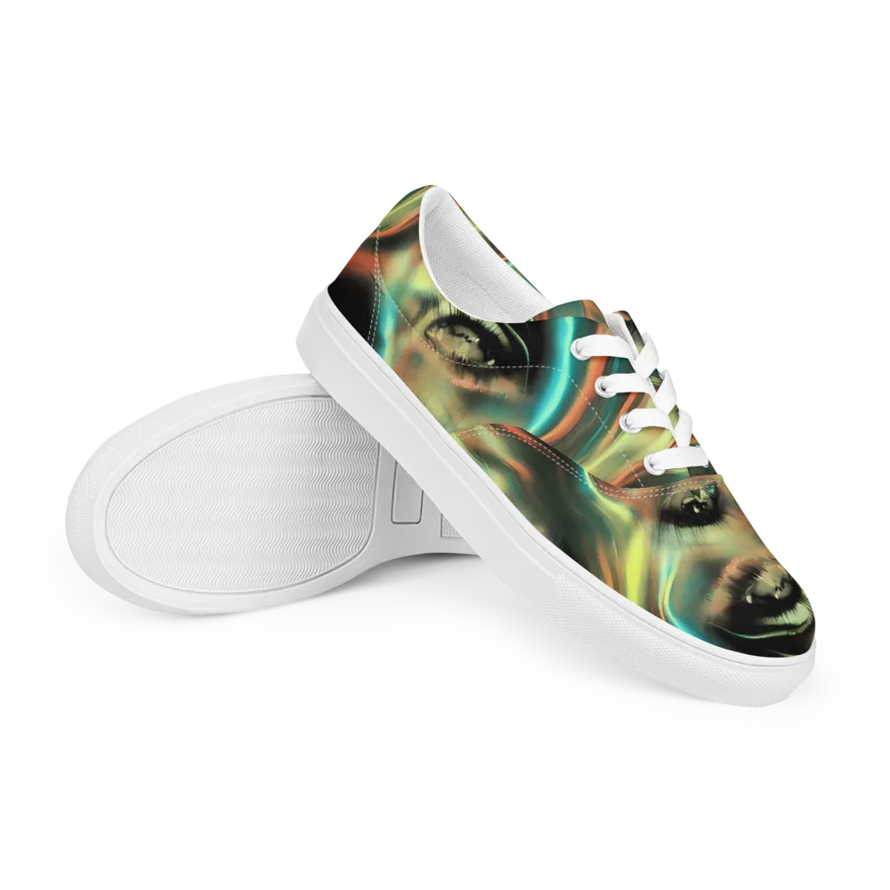 Newtonian Visage on Men's Lace-Up Canvas Shoes — Right Front