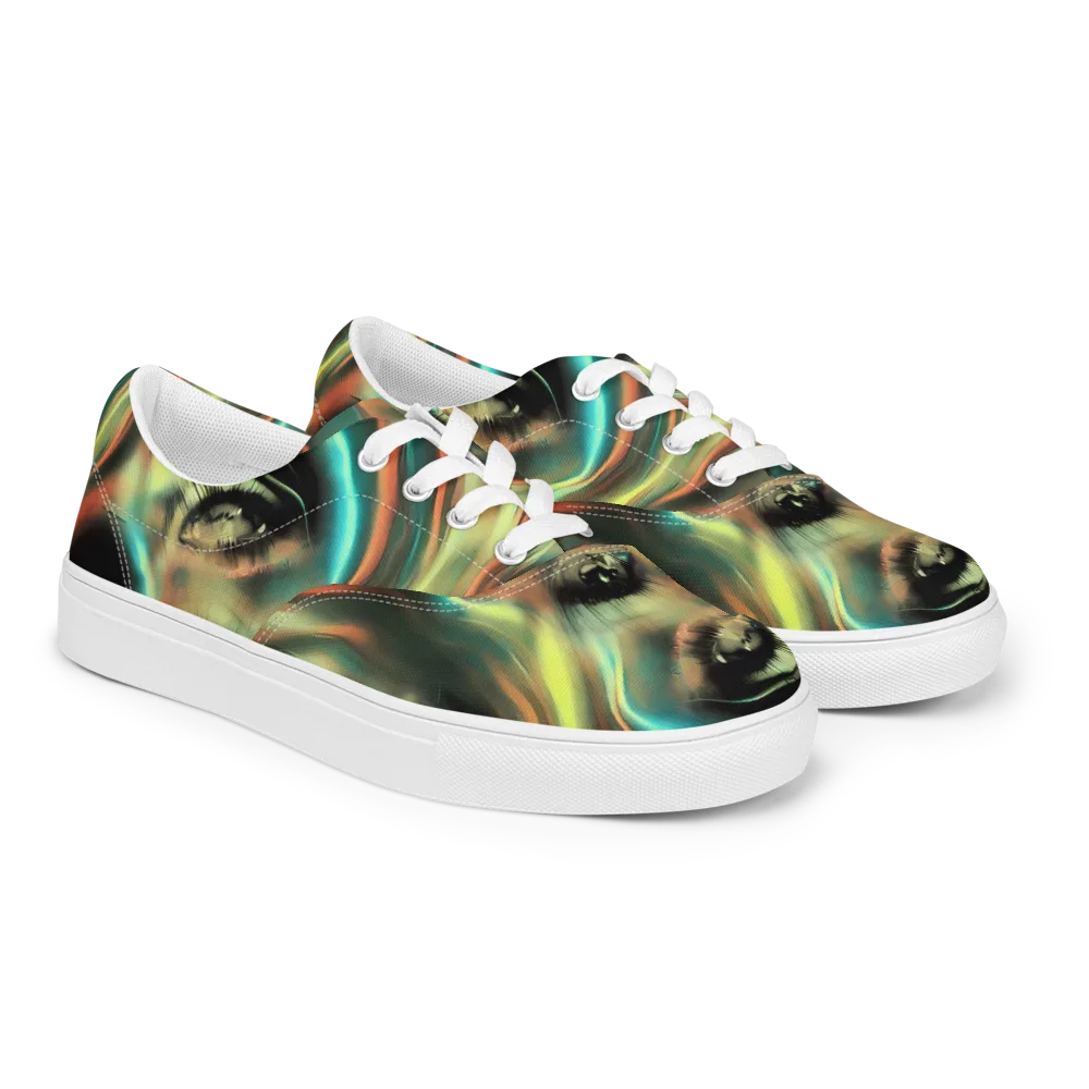 Newtonian Visage on Men's Lace-Up Canvas Shoes — Right Front
