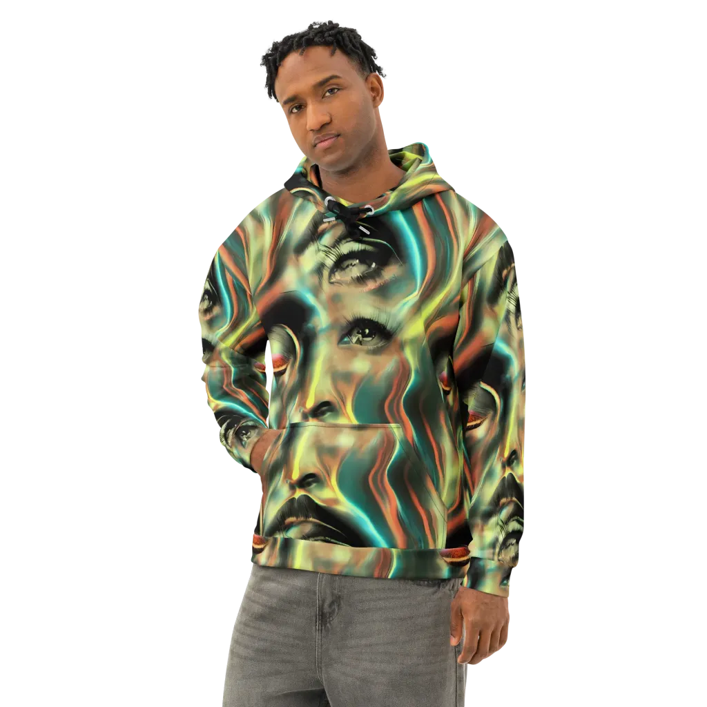 Newtonian Visage on Cotton Hoodie — Left Front