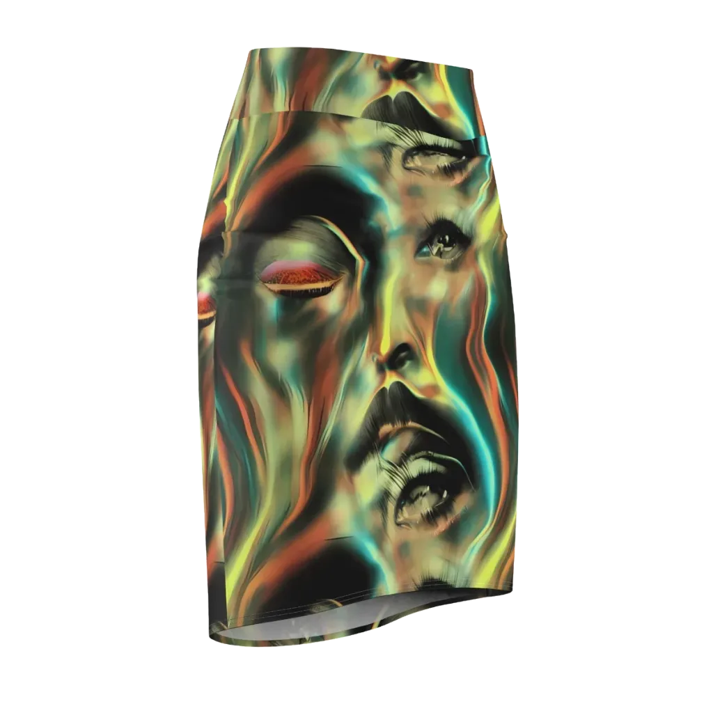 Newtonian Visage on Pencil Skirt — Front Side