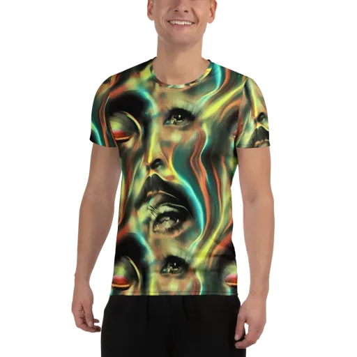 Newtonian Visage on a Men's Athletic T-Shirt