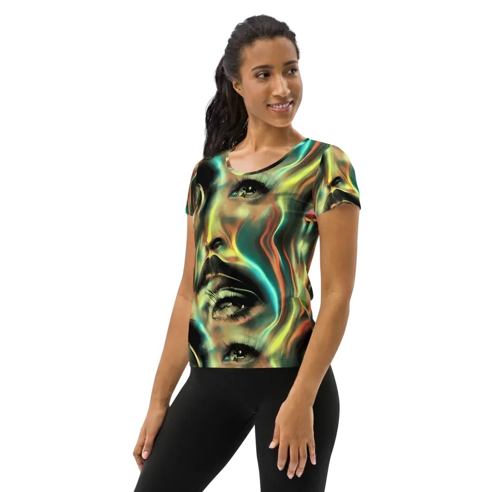 Newtonian Visage on Women's Athletic T-Shirt — Left
