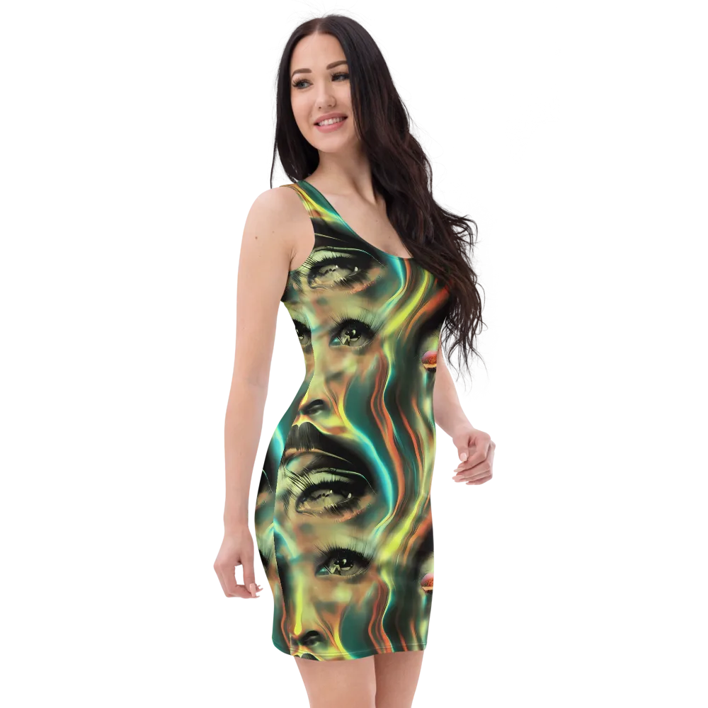 Newtonian Visage on Bodycon Dress — Right Front