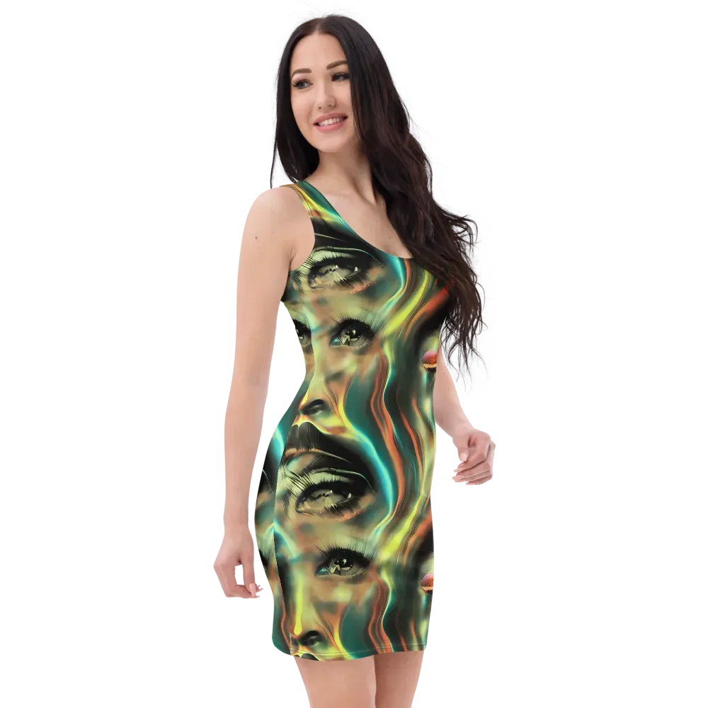 Newtonian Visage on Bodycon Dress — Right Front