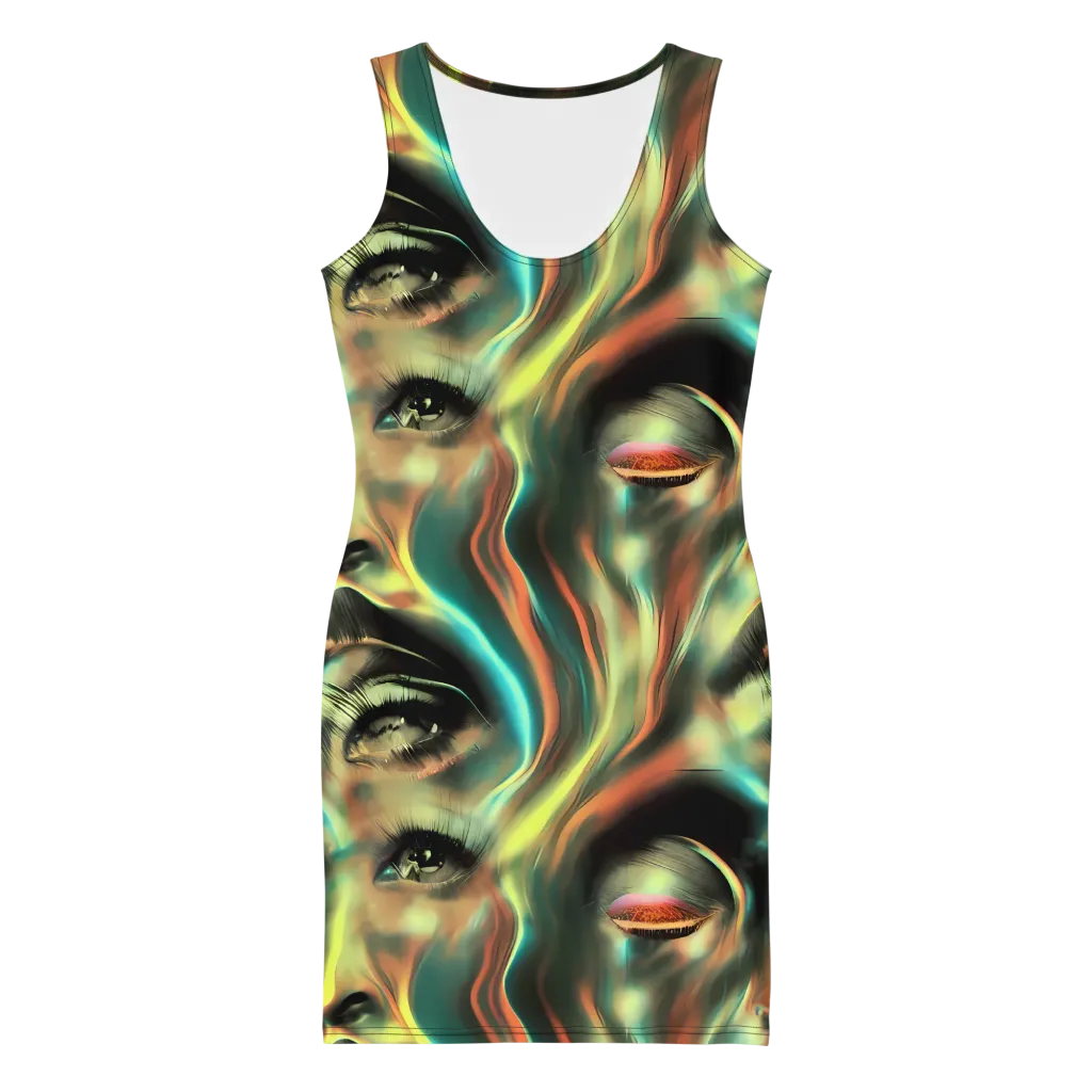 Newtonian Visage on Bodycon Dress — Front