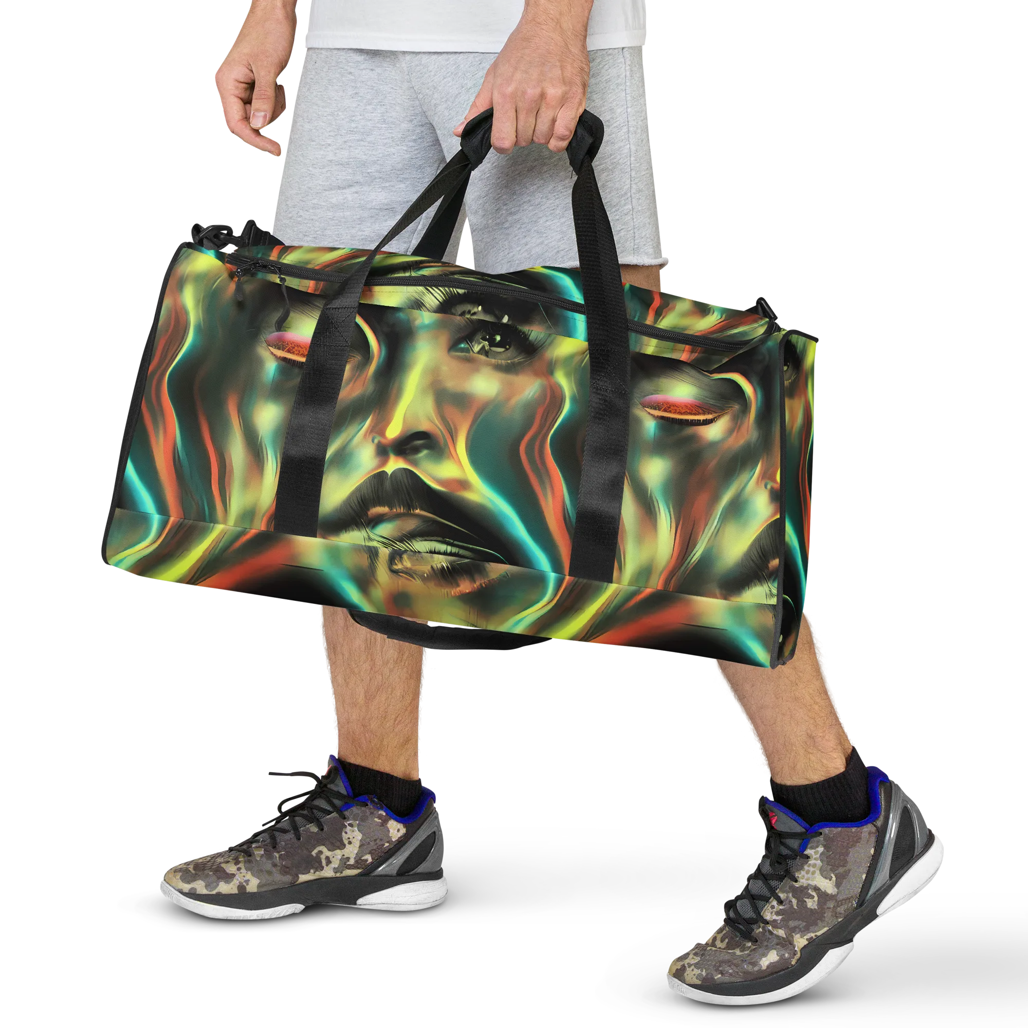 Newtonian Visage on Duffle Bag — Front