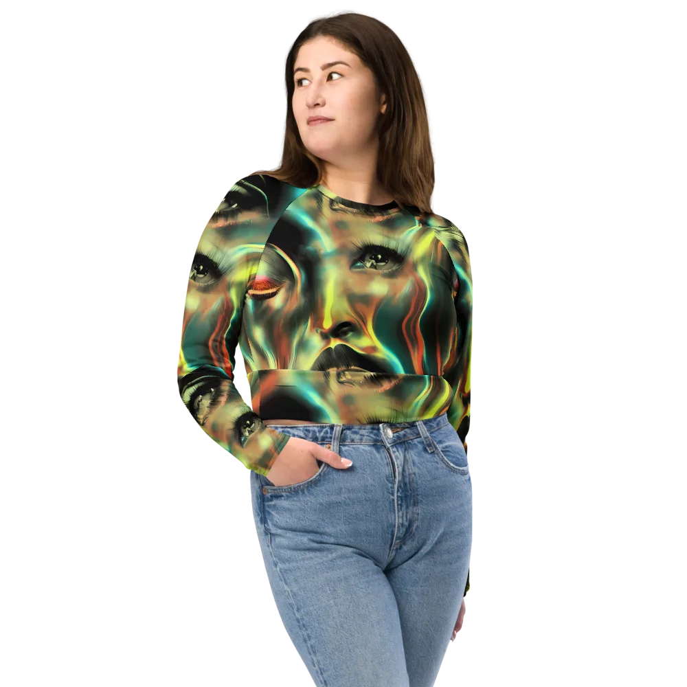 Newtonian Visage on Long Sleeve Crop Top — Front