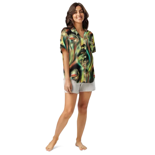 Newtonian Visage on a Women's Short Sleeve Pajama Top