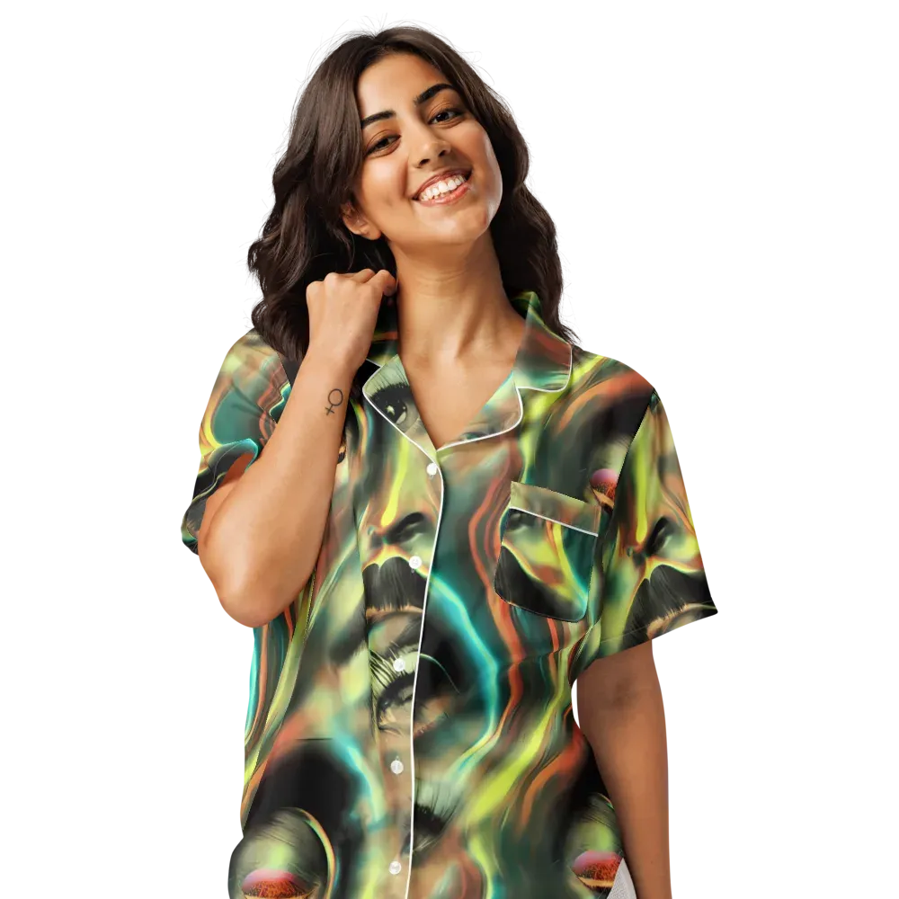 Newtonian Visage on Women's Short Sleeve Pajama Top — Front