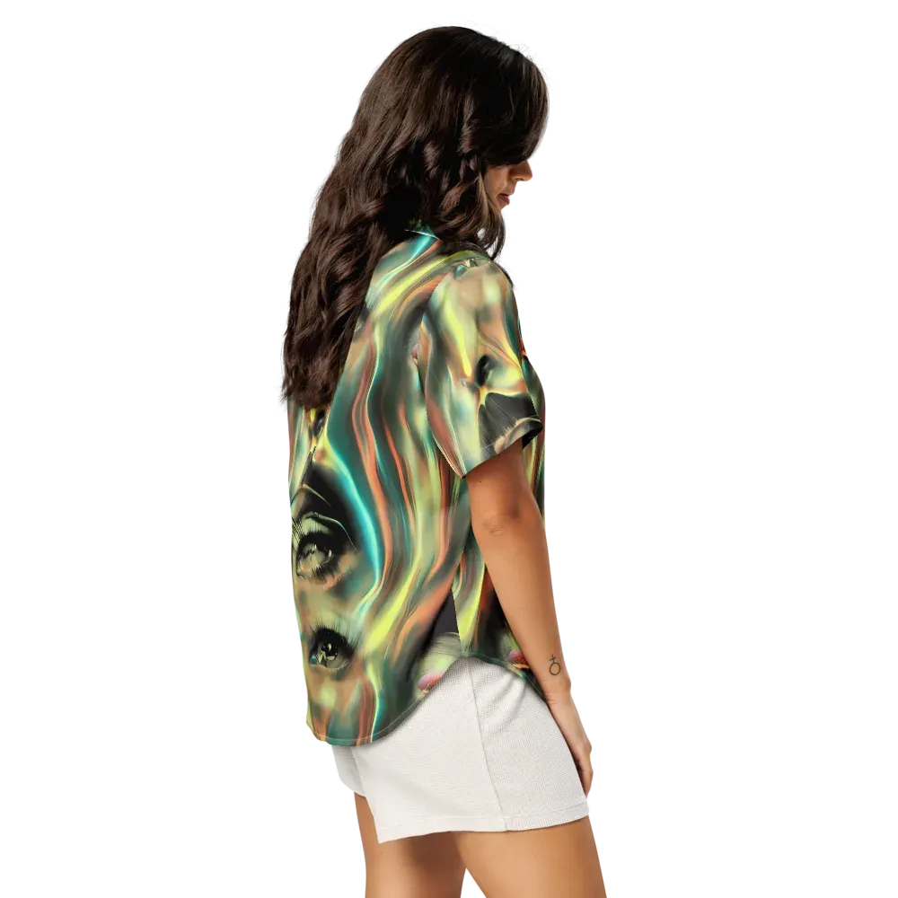 Newtonian Visage on Women's Short Sleeve Pajama Top — Right Back