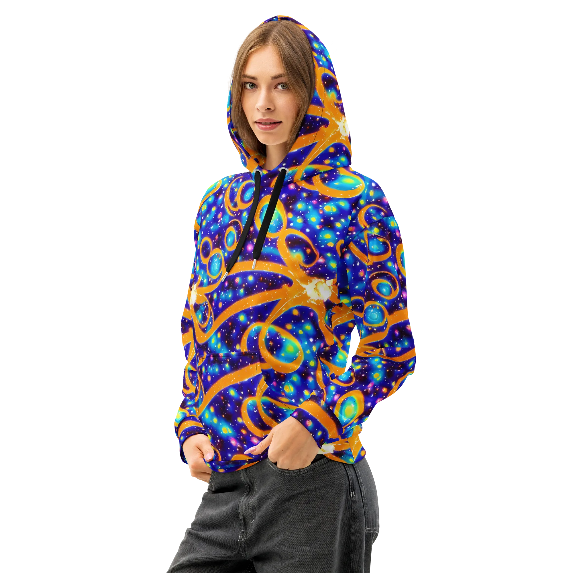 Epic Orbit on Cotton Hoodie — Left Front