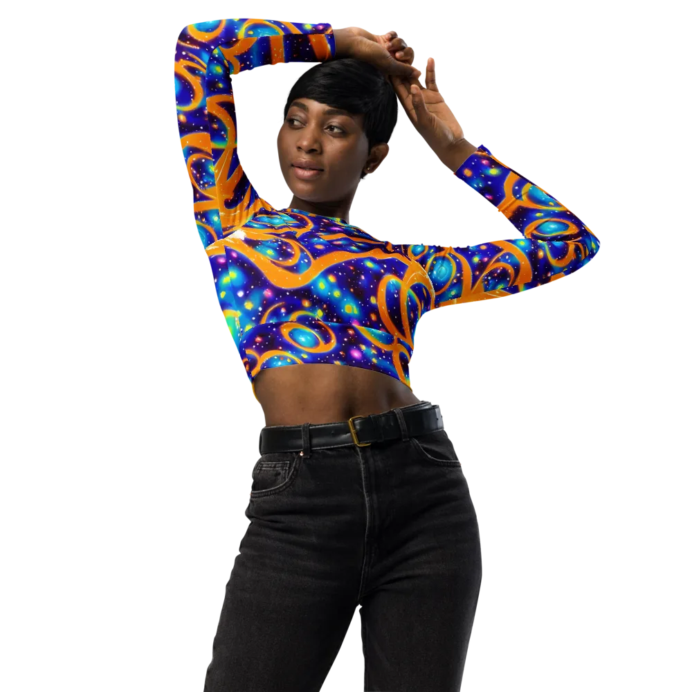 Epic Orbit on Long Sleeve Crop Top — Front