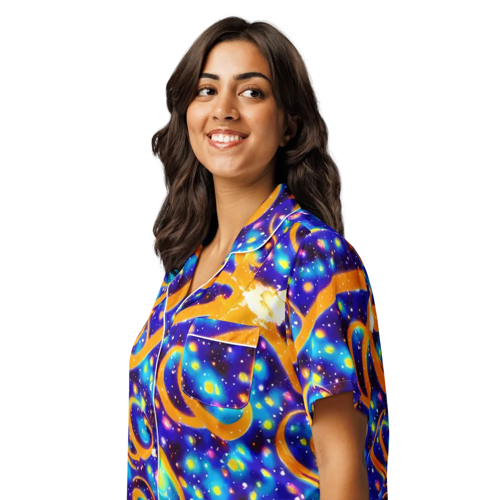 Epic Orbit on Women's Short Sleeve Pajama Top — Left Front