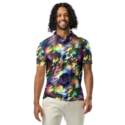 Emilia's Nebula on a Men's Slim Fit Polo Shirt