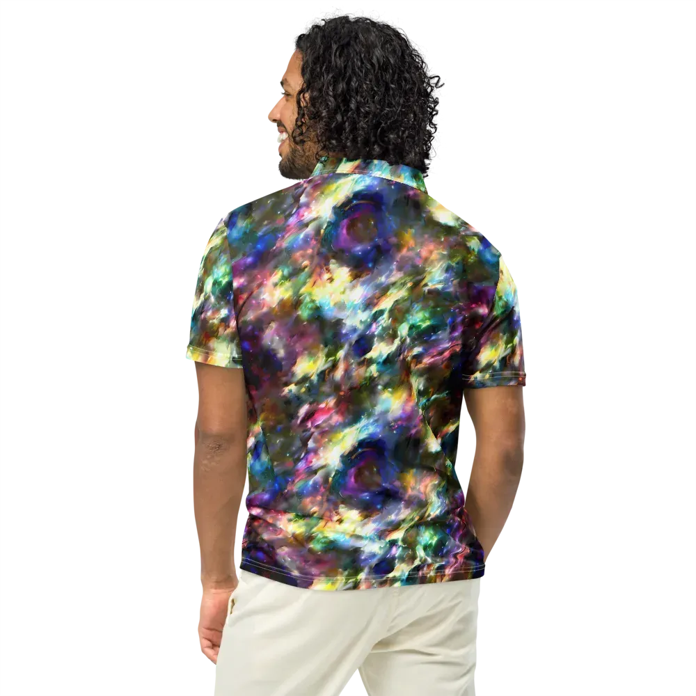 Emilia's Nebula on Men's Slim Fit Polo Shirt — Back