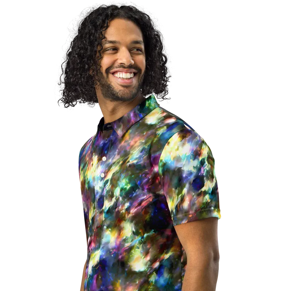 Emilia's Nebula on Men's Slim Fit Polo Shirt — Left Front
