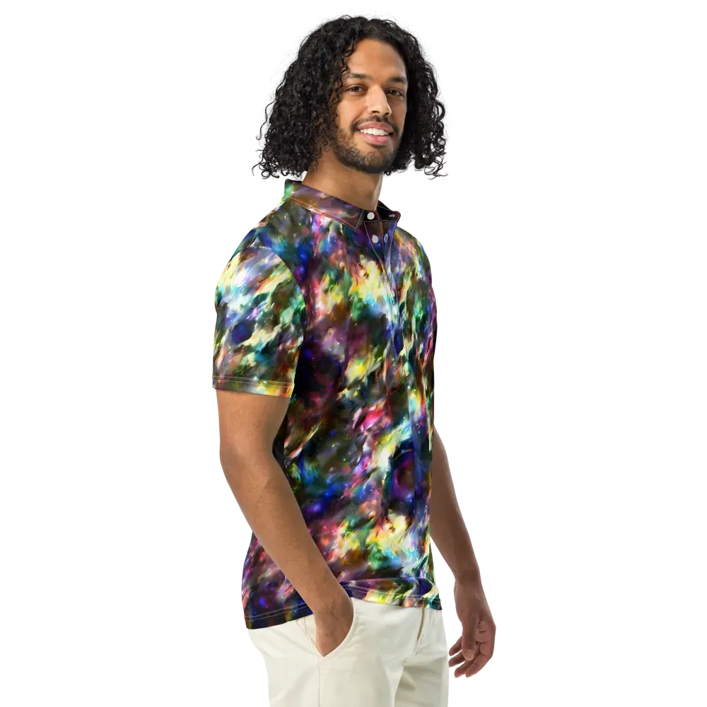 Emilia's Nebula on Men's Slim Fit Polo Shirt — Right Front