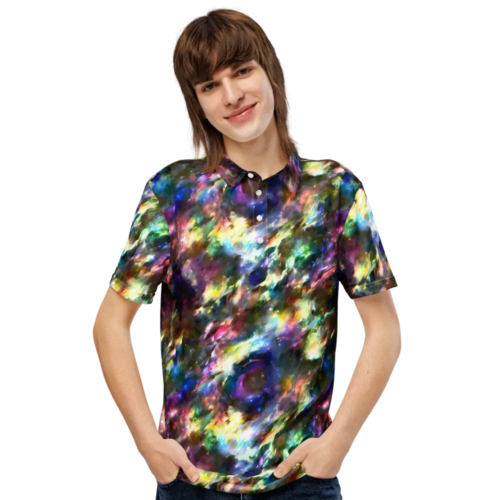 Emilia's Nebula on Men's Slim Fit Polo Shirt — Front
