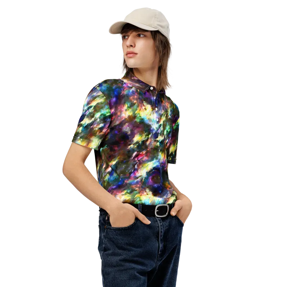 Emilia's Nebula on Men's Slim Fit Polo Shirt — Right Front