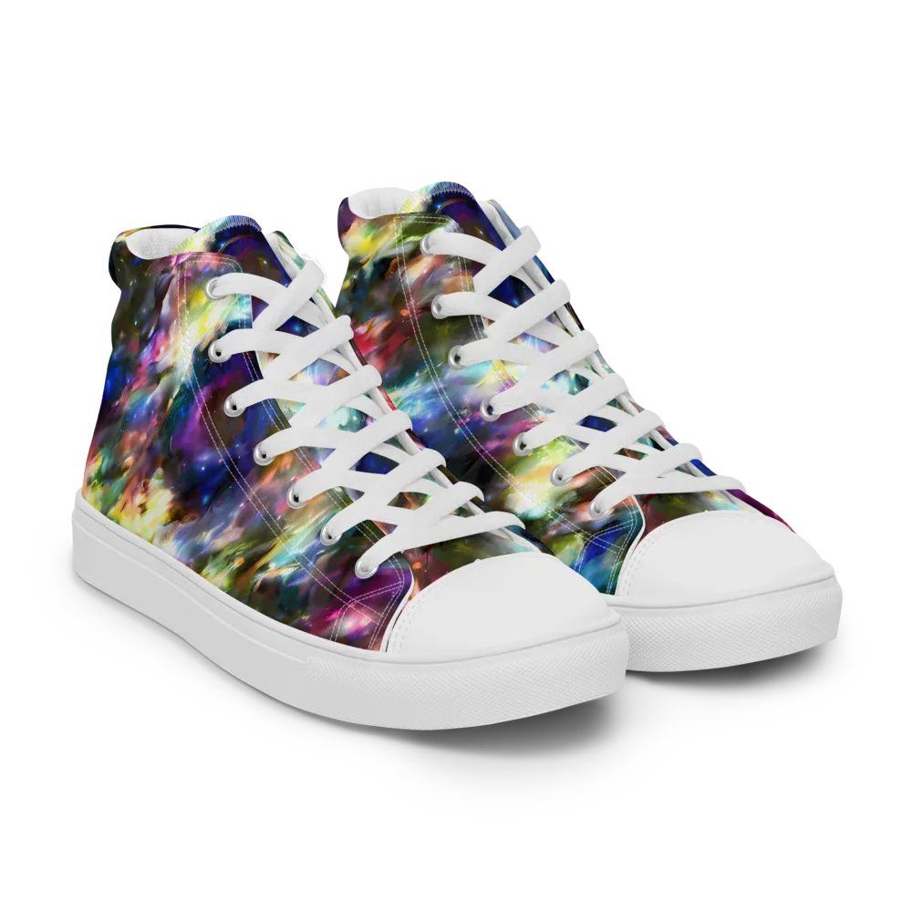Emilia's Nebula on Men's High Top Canvas Shoes — Right Front