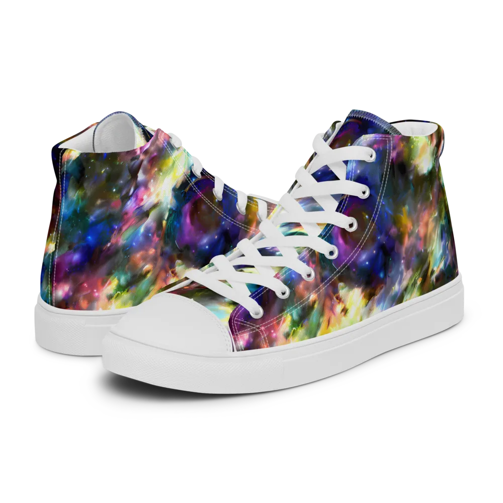 Emilia's Nebula on Men's High Top Canvas Shoes — Left