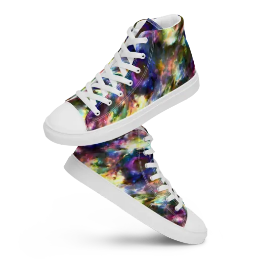 Emilia's Nebula on a Men's High Top Canvas Shoes
