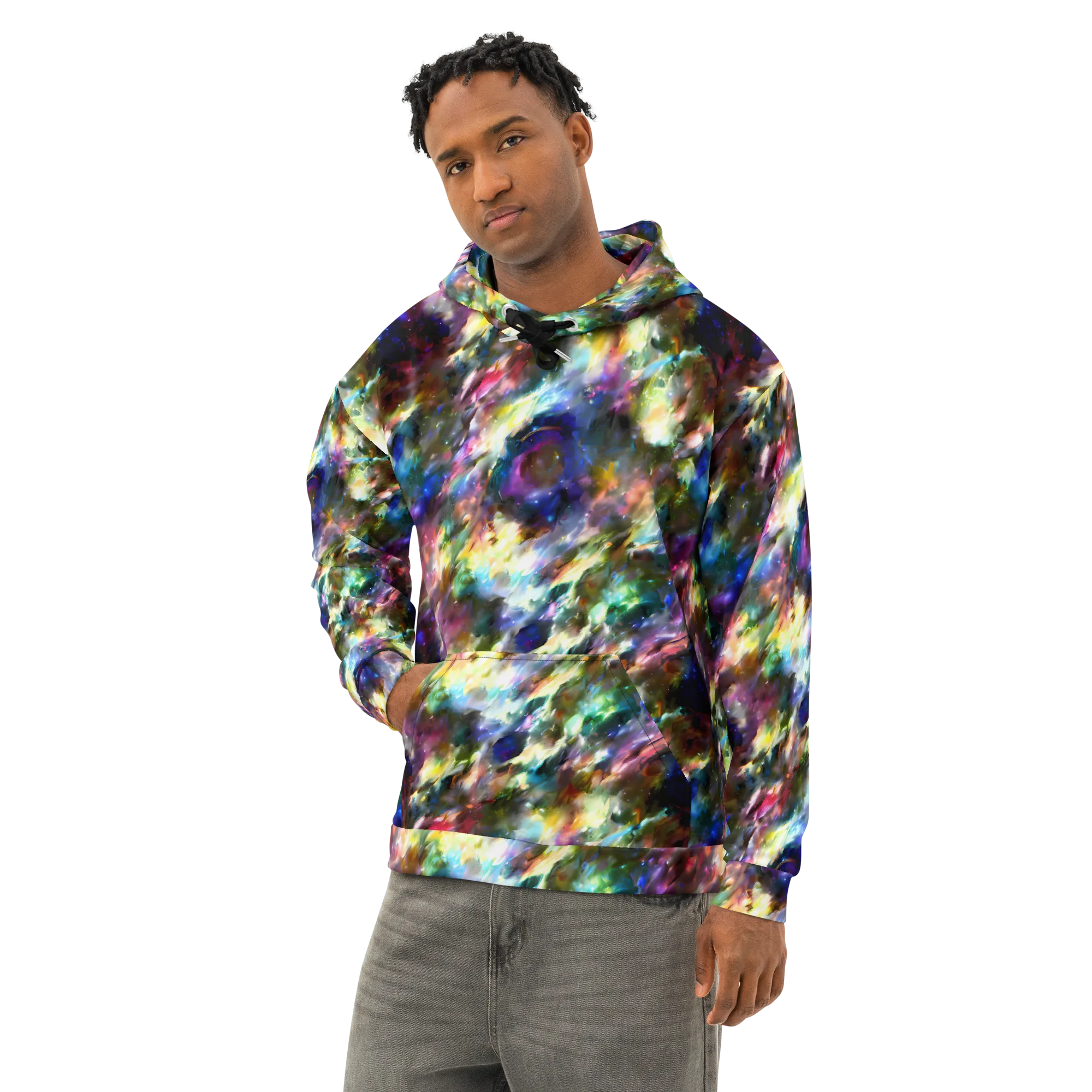 Emilia's Nebula on Cotton Hoodie — Left Front