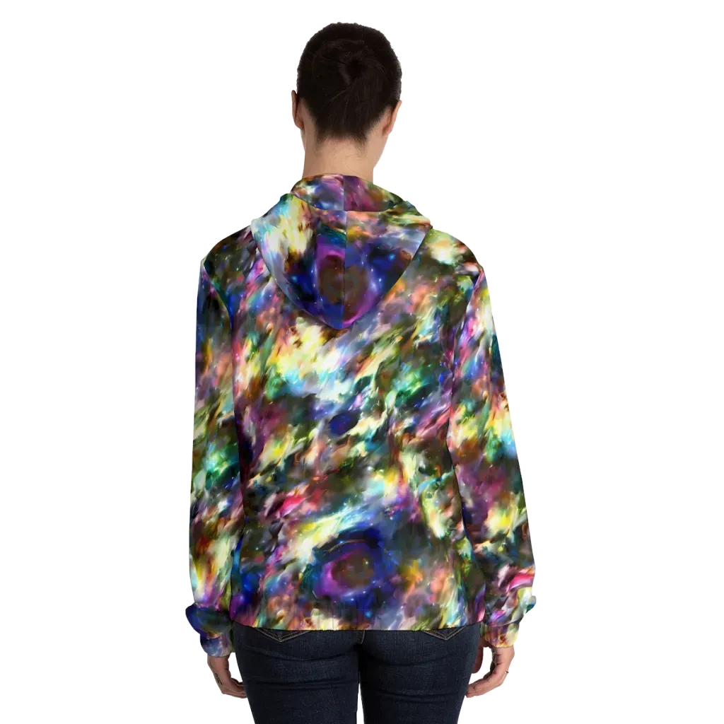 Emilia's Nebula on Women's Full-Zip Hoodie — Back On Person