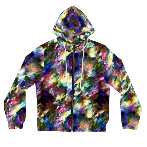 Emilia's Nebula on a Women's Full-Zip Hoodie