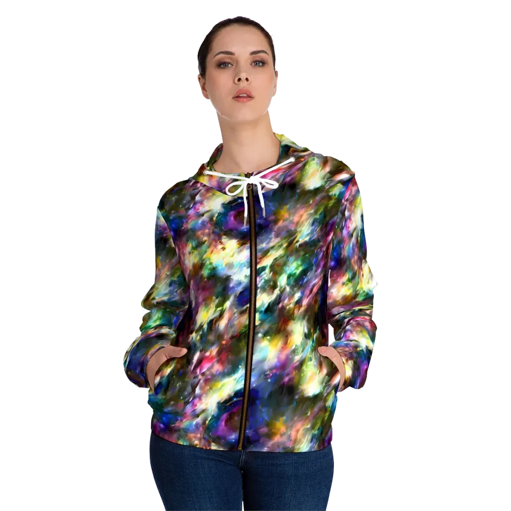 Emilia's Nebula on Women's Full-Zip Hoodie — Front On Person