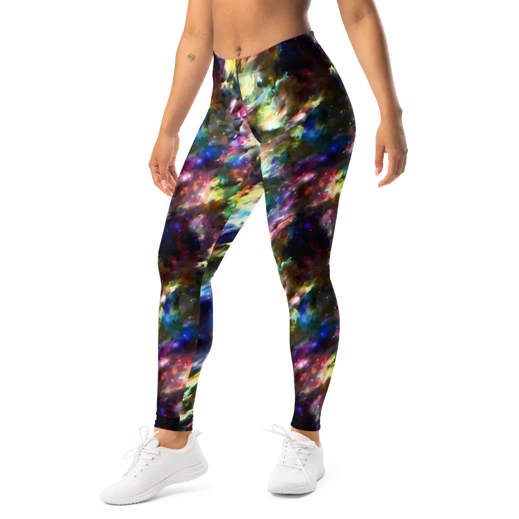Emilia's Nebula on Leggings — Left Front
