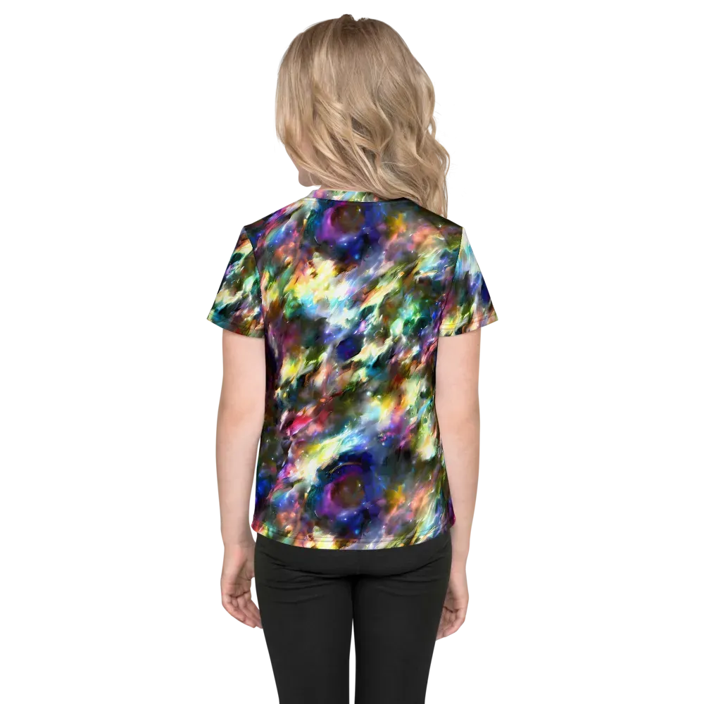 Emilia's Nebula on Kids Crew Neck T-Shirt — Back