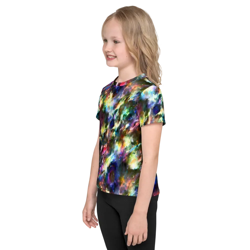 Emilia's Nebula on Kids Crew Neck T-Shirt — Left