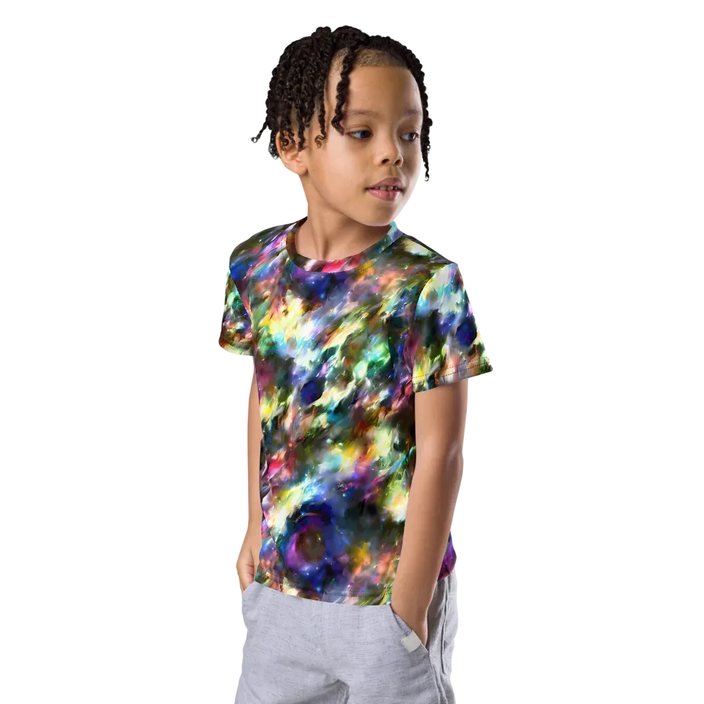 Emilia's Nebula on Kids Crew Neck T-Shirt — Left Front