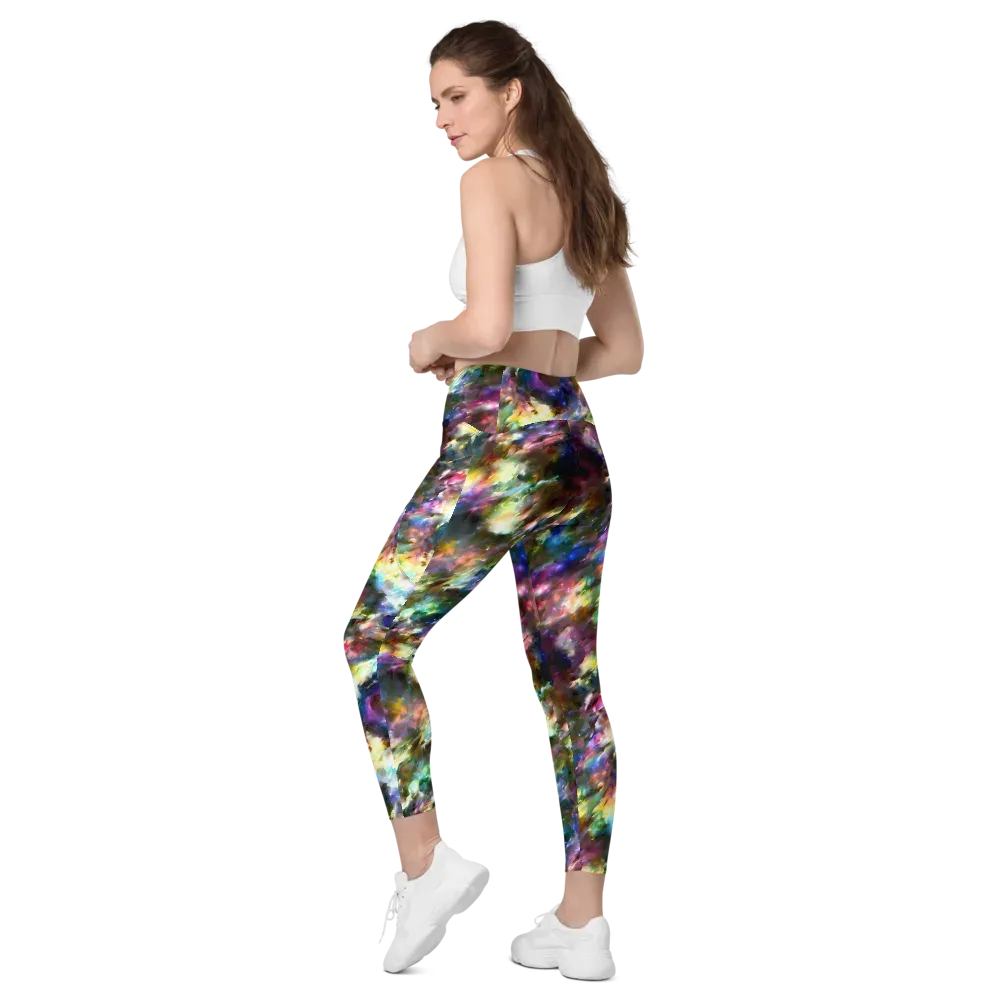 Emilia's Nebula on Leggings with Pockets — Left Back