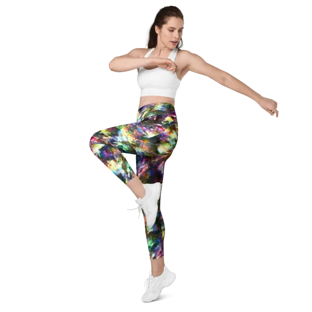 Emilia's Nebula on Leggings with Pockets — Left Front