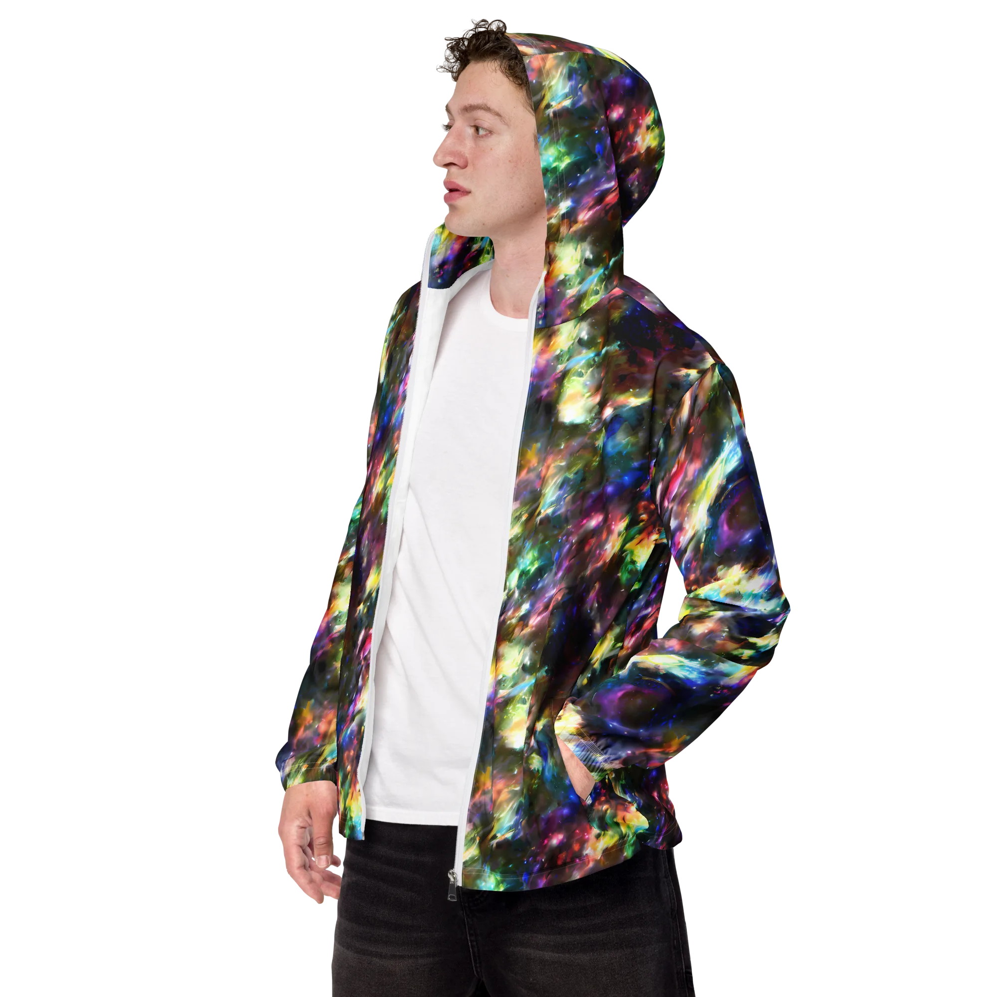Emilia's Nebula on Men's Windbreaker — Left Front