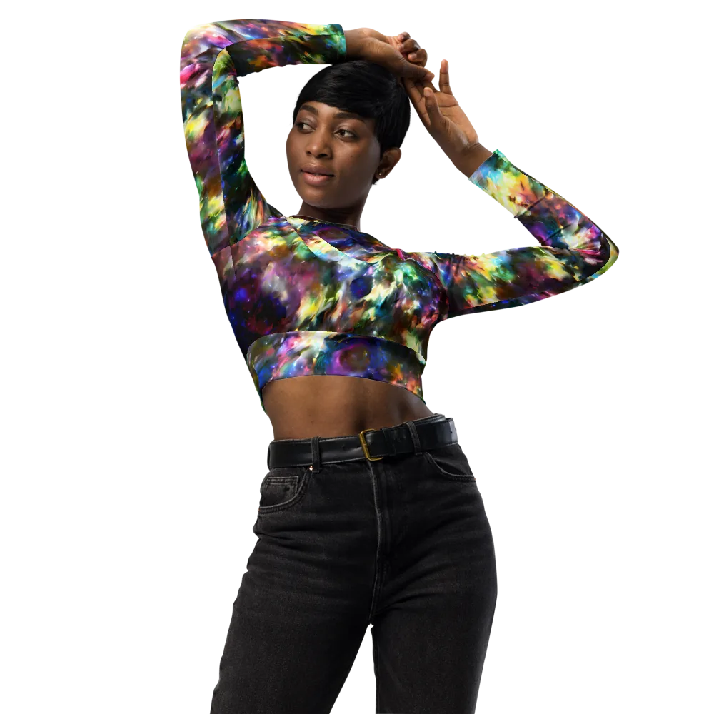Emilia's Nebula on Long Sleeve Crop Top — Front